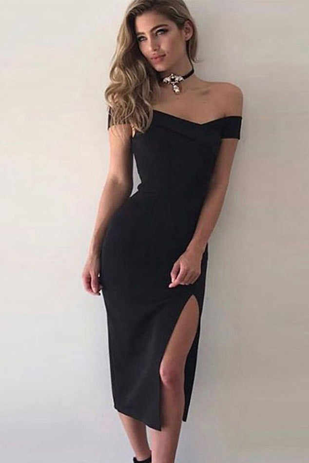 black tight prom dress